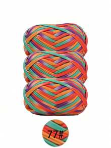 3pcs Polyester Satin Ribbon Yarn Bundle, Approximately 300g, Multi-Color And Mixed Color Self Peeling Gauze, Knitted Yarn, Colored Cloth, T-Shirt Yarn Fabric - Used For DIY Crochet Slippers, Bags, Storage Baskets Production - Multicolor - View 12