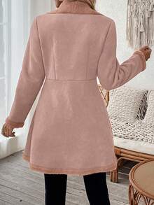 SHEIN Clasi Women's Solid Color Lapel Long Sleeve Front Button Casual Jacket Thermal,Fall