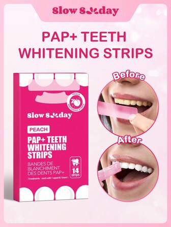 SlowSunday PAP+ Teeth Whitening Strips, Get Rid Of Smoke Stains, Coffee Stains, Tea Stains, Keep Your Mouth Clean And White