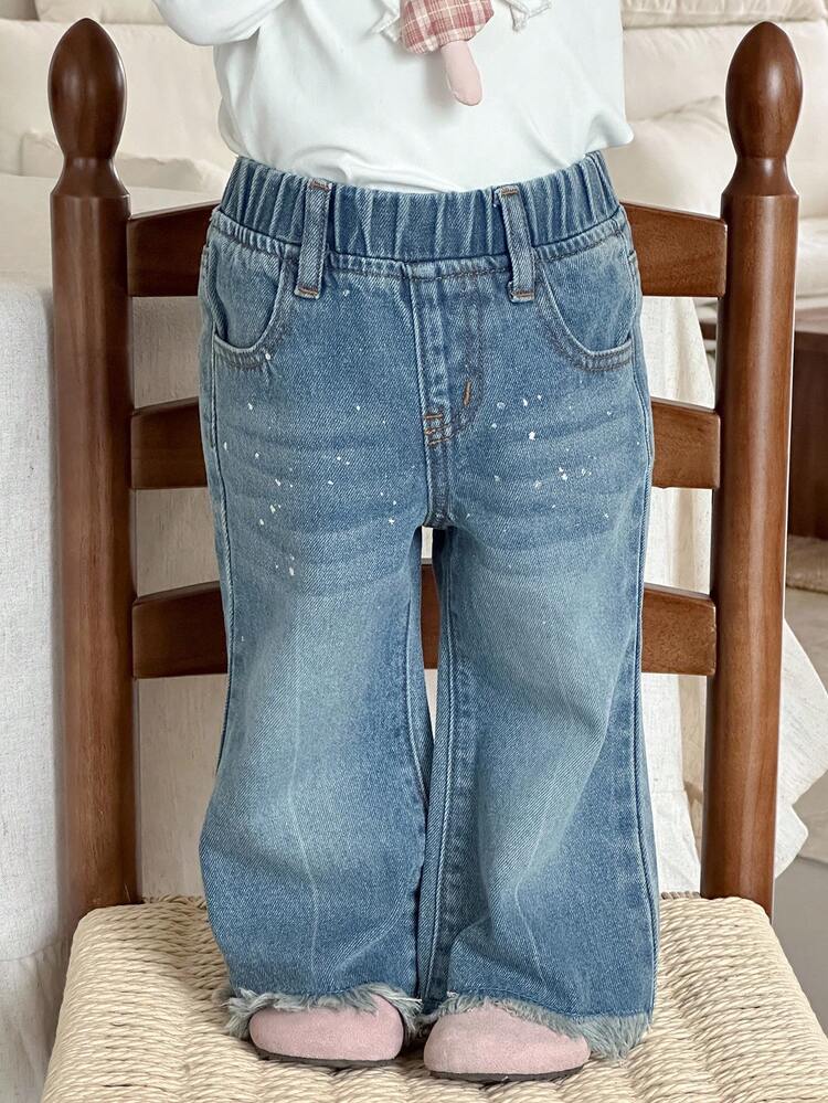Baby Girl Flared Distressed Denim Jeans, Casual & Versatile Long Pants Fall,Winter Toddler Girls Clothes