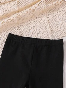 SHEIN Playful Pals 2件組女嬰可愛黑白服裝套裝，秋季卡通兔子印花運動衫搭配鬆緊腰打底褲，趣味親子街頭風，6M-3Y - 黑與白 - 查看 6