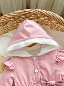 SHEIN 女婴可爱保暖连帽外套，秋冬季 - 粉色 - 查看 6