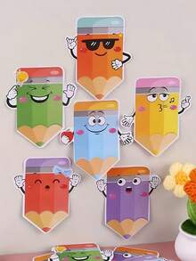 SHEIN 6 件铅笔便签、动物便签、可爱自粘笔记本、趣味粘性便签、适用于学生、教室、学校、办公室、礼物、返校、学校用品、学校、便签、美观学校用品、文具 - 彩色 - 查看 3