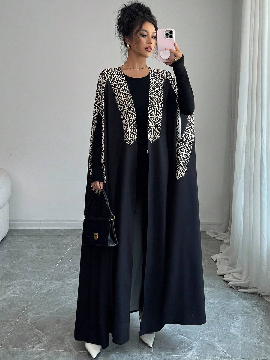 Elenzga 优雅秋季女士轻薄夹克，带编织定位花 - 黑色 - 查看 1