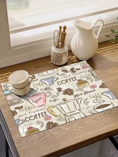 1 个粉色爱心形咖啡杯，新型吸水厨柜台面干燥垫，厨房用具干燥垫 - 碗碟干燥垫，柔软硅藻土防滑速干垫，适用于厨房台面、浓缩咖啡机。