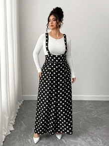 Elenzga 大码黑白背带裤，适合春、夏、秋季 - 黑與白 - 查看 4