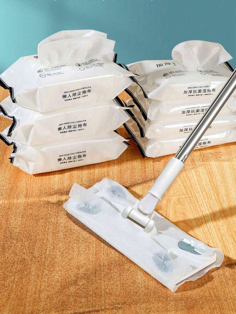 SHEIN 30 片/包干湿巾和 20 片/包湿巾 - 静电除尘拖把，一次性懒人地板清洁、清扫和拖地一体式拖把，无需冲洗的干湿巾，轻松清洁