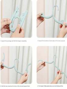SHEIN Portable Folding Clothes Hanger - Easy To Store, New Material, No Old Materials Added, Multi-Color Clips To Meet Different Drying Needs, Non-Slip Design, Shoulder Support, Can Be Enlarged And Reduced, A Must-Have For Travel, Saves Wardrobe Space!(The Product May Have Slight Color Changes Due To Batch Problems, But The Quality Remains Unchanged And Does Not Affect The Appearance And Use)