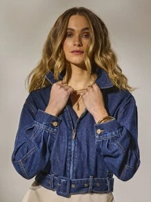 Aralina Women's Autumn/Winter/Summer Casual Boho Biker Y2k Cute Denim Jacket Perfect For Going Out And Teacher And Country Concert