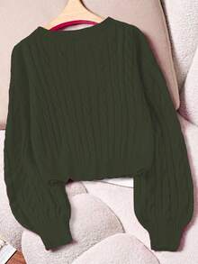 GlowEve CURVE 大码女式休闲时尚修身圆领长袖麻花针织套头衫，秋冬