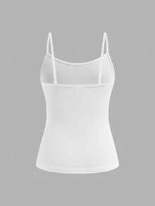 SHEIN Girlism Tween Girls 2pcs/Set All-Match Slim Fit Simple Basic Cami Top White Tank Tops Girls White Tank Tops White Camisole Girls Camisole White Tops Girls White Camisole Girls Tank Tops - White - View 5