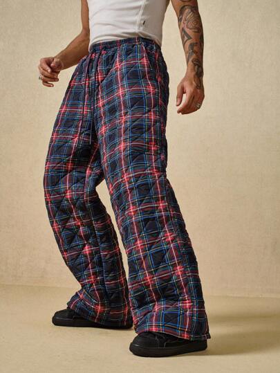 Street Life Pantalon matelassé à carreaux pour hommes, pour l'hiver et l'automne