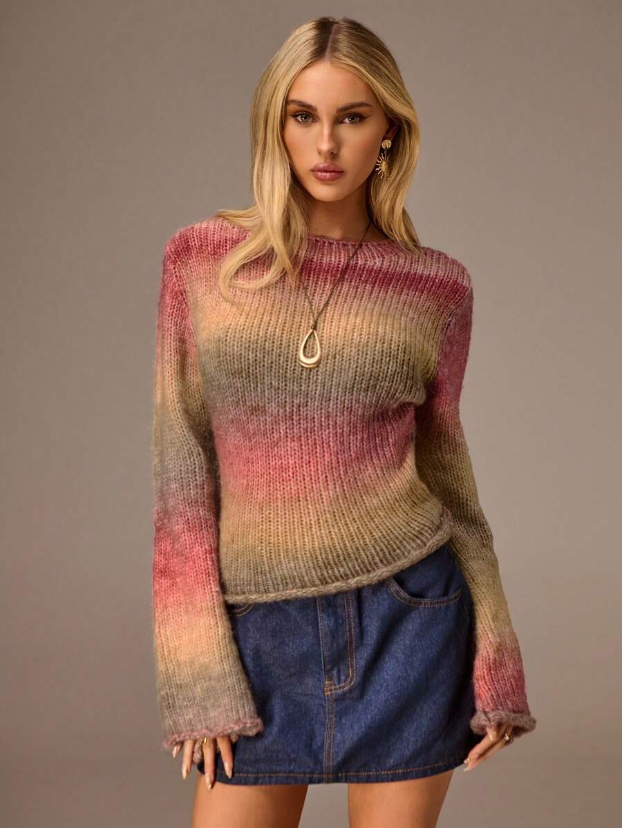 Avantive Sweaters For Women Knit Tops Pullover For Women Fall Clothes For Women Halloween Christmas Women's Winter Sweater Winter Clothes Chic TopBack To School Y2k Women's Pullover Office Outfits For Women Western Wear For Women Festival Outfits For Women Bohemian Going Out Top Fall Clothes For Women Ombre Sweater Women Knitwear,