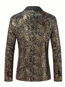 Manfinity Bizformal Men's Business/Commute Sequin Embroidery Suit Jacket - Gold - View 2