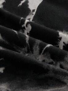 Manfinity NXTstreet 男士休闲针织 T 恤，扎染小熊图案印花，修身圆领短袖 T 恤万圣节泰迪熊衬衫万圣节图案 T 恤男士万圣节 T 恤泰迪熊图案 T 恤扎染万圣节衬衫 - 黑色 - 查看 7