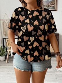 SHEIN LUNE Lễ hội âm nhạc Ngày của mẹ Mùa lễ hội Tất cả tình yêu Đồ họa in giản dị đơn giản Mùa hè cỡ lớn Áo phông nữ - Nhiều màu - Xem 4