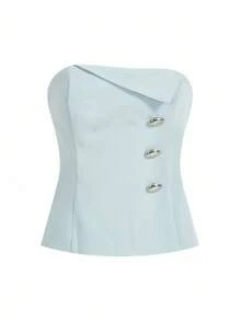 MOTF PREMIUM Top bandeau con botones adelante - Azul - Ver 3