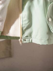 Sparklyn Tween Girl 薄荷绿色连帽白色保暖内衬腰部褶皱 2 口袋加厚外套 - 薄荷綠 - 查看 7