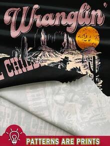 Attitoon Women's Casual Racerback Tank Top With Western Cowboy Print, Suitable For Summer And Music Festivals