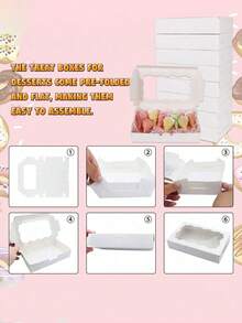 SHEIN 20PCS/10PCS/1PC Window Cake Box Biscuit Box With Window Bread Box Cake Box Pretzel Box Suitable For Wedding Baby Shower Party Christmas - Multicolor - View 9