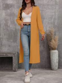 EMERY ROSE Women's Casual Solid Color Long Jacket Fall Winter Cloth For Women - Yellow - View 1