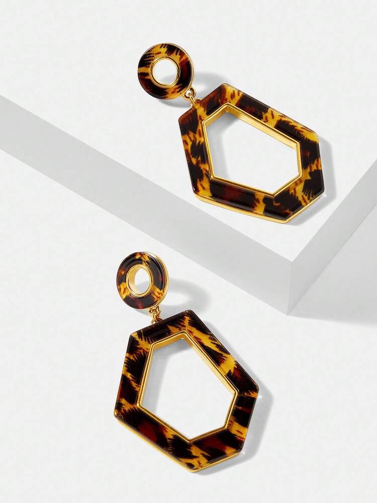 LEOPARD PRINT ACRYLIC DANGLE EARRINGS