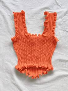 Soleia 女士浪漫休闲度假针织上衣 - 橘色 - 查看 2