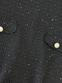 Franclia 女士优雅 V 领 A 字形无袖粗花呢连衣裙 - 黑色 - 查看 5