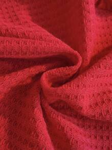 SHEIN Vintaside Kids 女宝宝两件套：樱桃刺绣牛仔裤+红色荷叶边长袖针织毛衣，甜美田园风穿搭，日常休闲装，可爱又时尚，适合外出、聚会、派对 - 紅色 - 查看 3