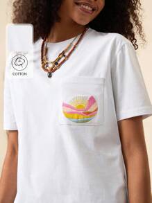 EURMUSE ÁO THUN Cỡ Lớn Thêu Chi Tiết Cotton Cho Nữ - trắng - Xem 3