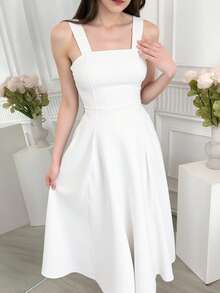 少女优雅可爱白色蕾丝细肩带抹胸连衣裙，适合日常穿着，母女搭配服装（2 件单独出售）