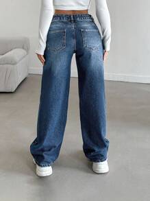 EURMUSE LOW RISE STRAIGHT CYT WOMEN BLUE JEAN - Dark Wash - View 2