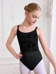 SHEIN Bộ đồ ba lê đen cho bé gái tuổi teen, đồ thể thao cho ngày tựu trường, tập luyện tại trường, tập luyện, trang phục thường ngày. Thiết kế lưới co giãn thời trang, dây đeo có thể điều chỉnh, độ đàn hồi cao và thoải mái khi khiêu vũ và chơi thể thao. - màu đen - Xem 4