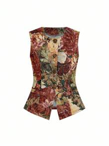 Ellevyn 女士无袖背心，金属纽扣开合，适合通勤 - 彩色 - 查看 7