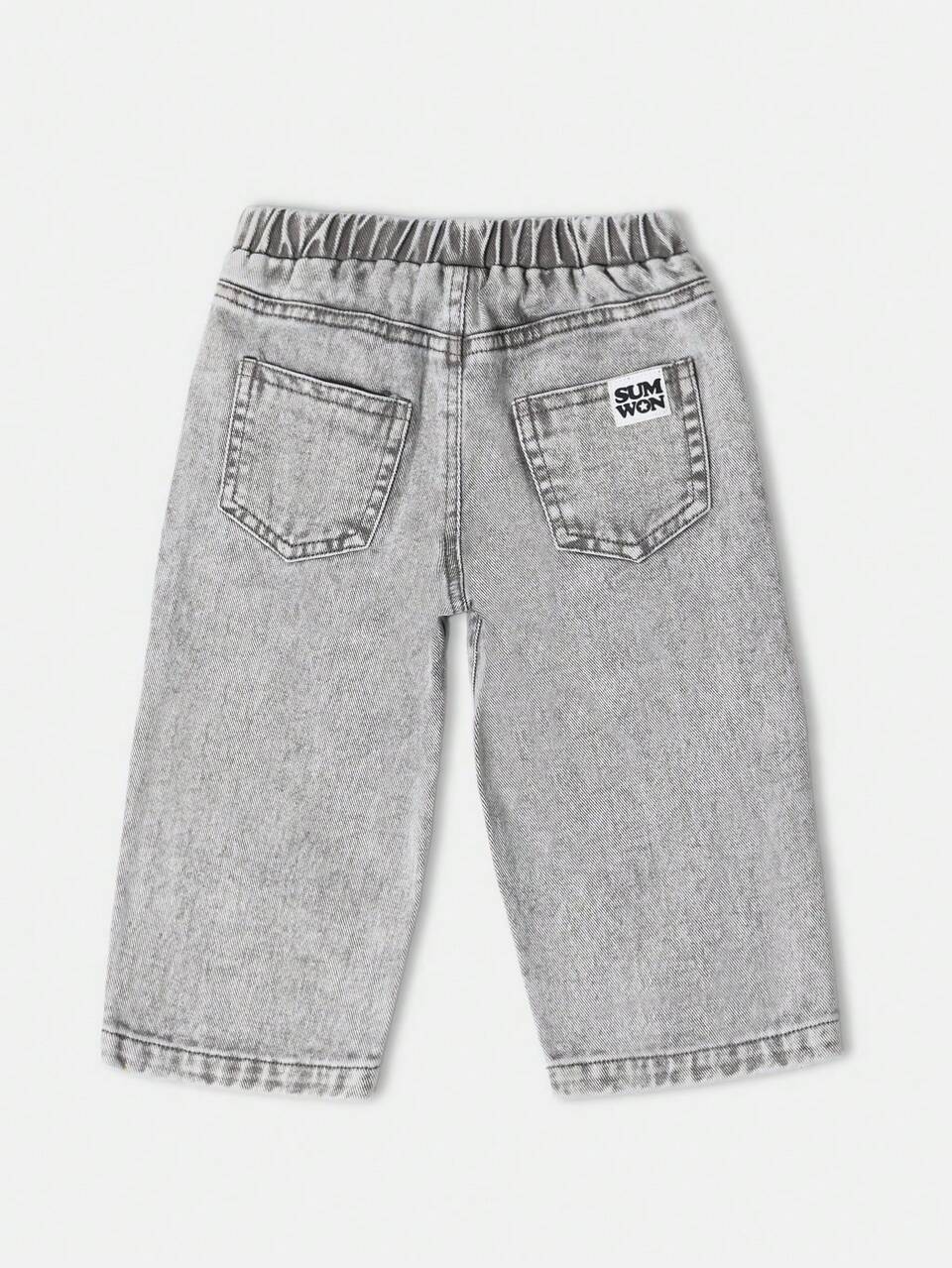 Loose Fit Acid Washed Denim Pants With Wide Legs