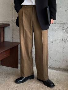 DAZY Quần âu nam cạp chun màu nâu trơn, thích hợp mặc đi làm, trang phục công sở mùa thu - màu nâu - Xem 7