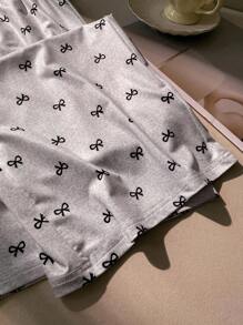 Tween Girls' Bow Print Elastic Waist Casual Pants - Grey - View 3