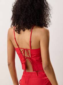 Maija Women's Solid Color Camisole Tank Top, Fashionable For Summer - Red - View 2