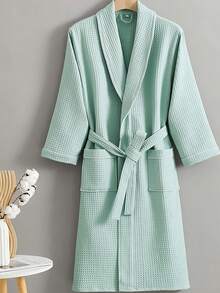 SHEIN 1件华夫格纯棉浴袍 成人男女纯棉浴袍 春夏浴袍 民宿酒店SPA浴袍 吸水速干 宽松多色 浴室用品 家居用品 - 彩色 - 查看 6