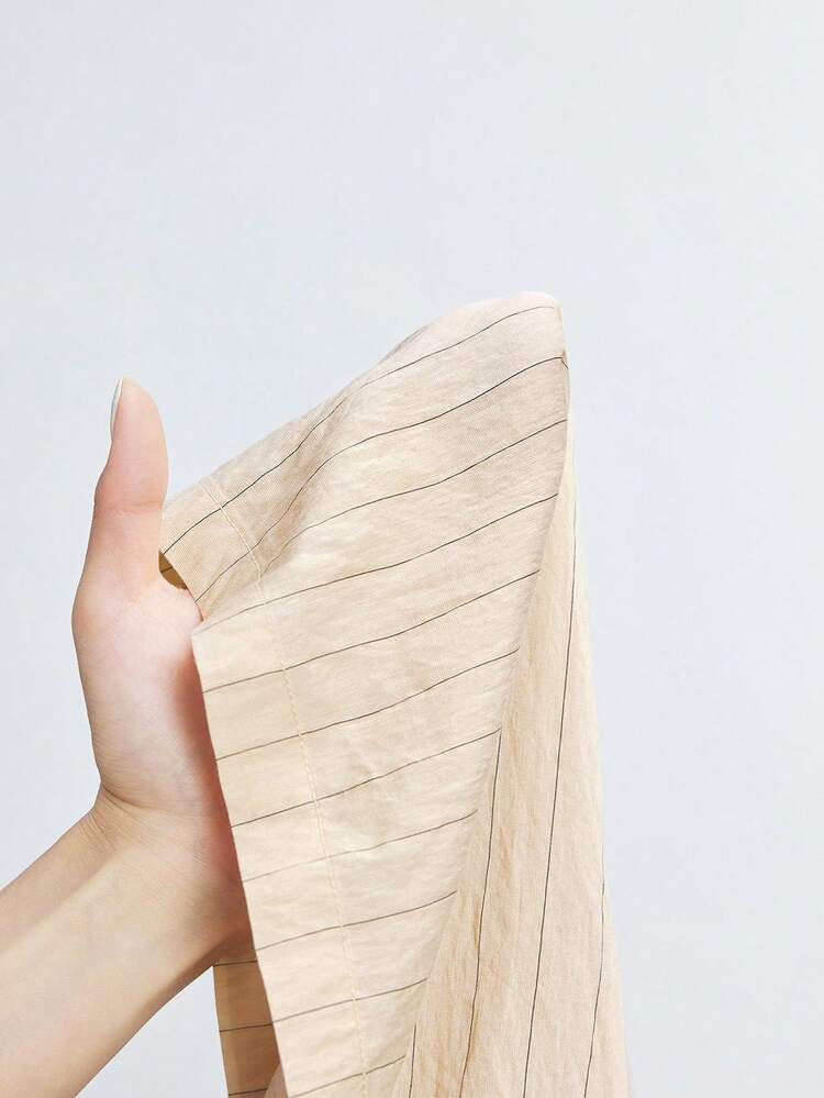 SHEIN Maija Women's Striped Drop Shoulder Short Sleeve Single Breasted Pocket Loose Casual Shirt