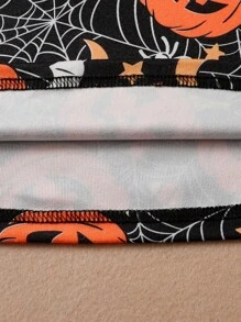 Tween Boys' Halloween Pumpkin Graphic Print Long Sleeve Top And Leggings Set, Pumpkin Lantern Pattern, Snug Fit Pajamas Fall Winter - Multicolor - View 7