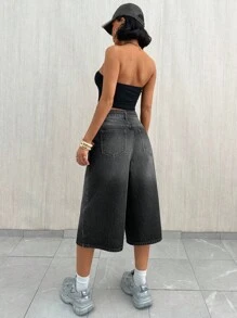 EURMUSE QUẦN SOOC DENIM CỔ ĐIỂN Y2K CỰC MÁT CHO NỮ - Rửa tối - Xem 2