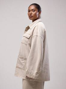 MUSERA Plus Size Denim Tops - Khaki - View 4