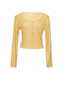 DAZY 蕾丝拼布修身短款开衫，女士长袖，秋季女装