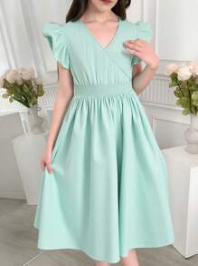 少女束腰优雅清新时尚连衣裙