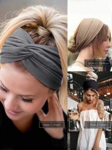 SHEIN 1/6 Băng đô cài tóc boho kiểu dáng rộng cho nữ, phụ kiện tóc thời trang, co giãn, thoải mái, dùng để trang trí nhà cửa, phong cách mùa thu - nhiều màu - Xem 5