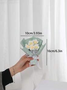 创意仿真花纱花泡芙花配礼袋，妈妈情结，生日礼物，节日礼物，派对礼物返校情人节 - 彩色 - 查看 3