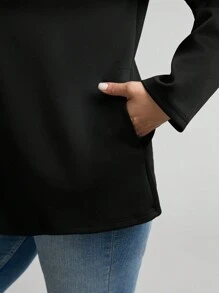 Comfylo 大码女式冬季外套，大码秋季休闲黑色外套，万圣节服装，女式冬季拉链连帽外套，带口袋，飞行员夹克，女式黑色外套，口袋设计，适合秋冬季外出穿着，秋季百搭。 - 黑色 - 查看 14