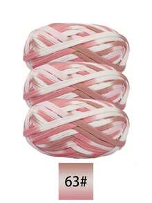 3pcs Polyester Satin Ribbon Yarn Bundle, Approximately 300g, Multi-Color And Mixed Color Self Peeling Gauze, Knitted Yarn, Colored Cloth, T-Shirt Yarn Fabric - Used For DIY Crochet Slippers, Bags, Storage Baskets Production - Multicolor - View 49