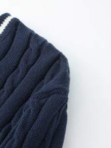 Manfinity Hypemode Áo len dệt kim viền tương phản thường ngày cho nam, Áo len dệt kim cáp màu xanh navy cho nam mùa thu/đông, Áo len cổ chữ V cho nam, Áo len dệt kim cáp chui đầu cho nam, Áo len màu xanh navy cho nam, Áo len cricket cho nam, Áo len dệt kim cáp cổ chữ V cho nam, Áo chui đầu cho nam, Áo len chui đầu cổ chữ V màu xanh navy - Màu xanh hải quân - Xem 5